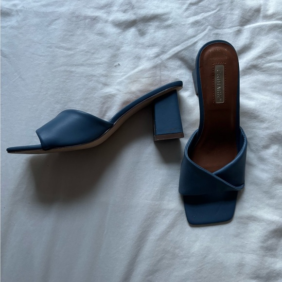 Blue mule/heeled sandal - Picture 3 of 4